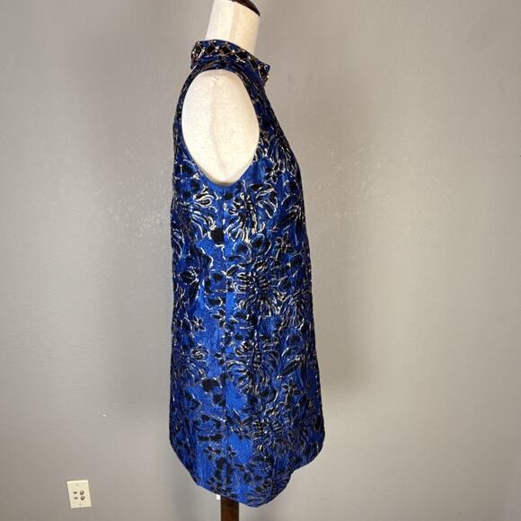Lilly Pulitzer Brandi Cobalt Blue Metallic Shift Dress Size 8 Embroidered Beaded - Picture 6 of 9